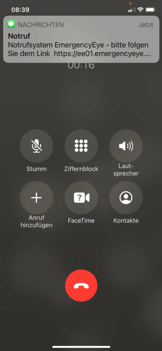 iOS Anruf SMS Screen