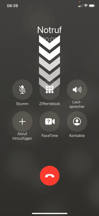 iOS Anruf Swipe Down Screen