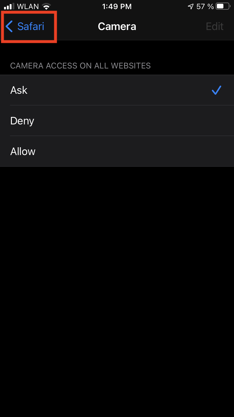 iOS Safari Kamerazugriff erlauben
